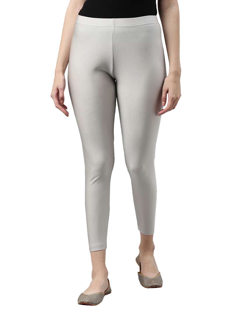 women solid ankle length leggings