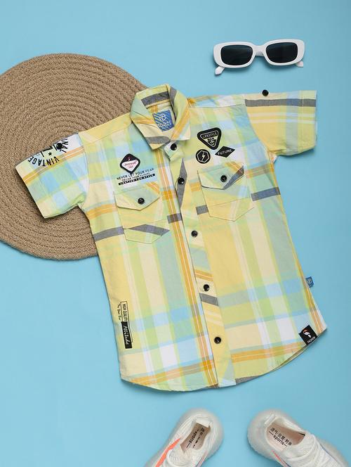 boy yellow checkered casual shirt - 21035519 - Standard Image - 0
