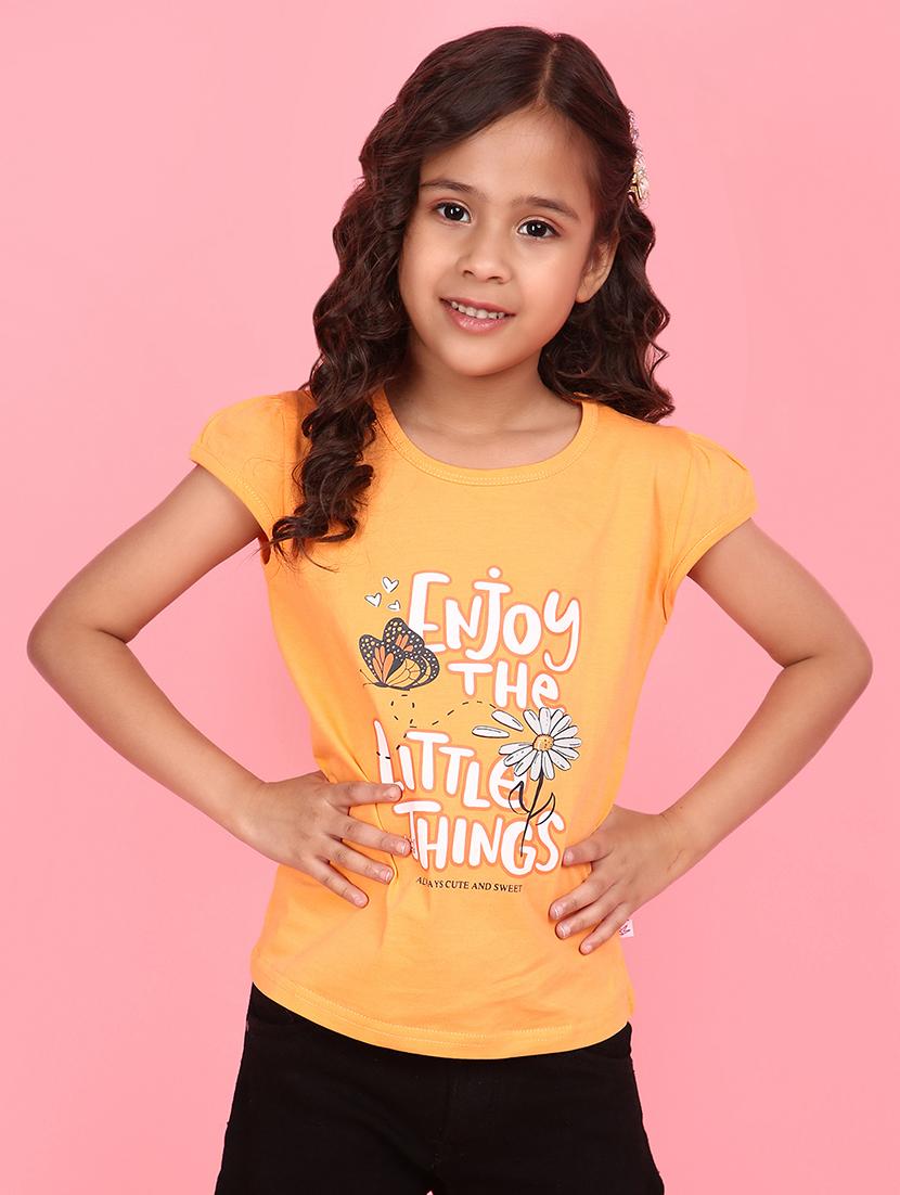 girls round neck typographic regular tee - 21035646 -  Zoom Image - 0