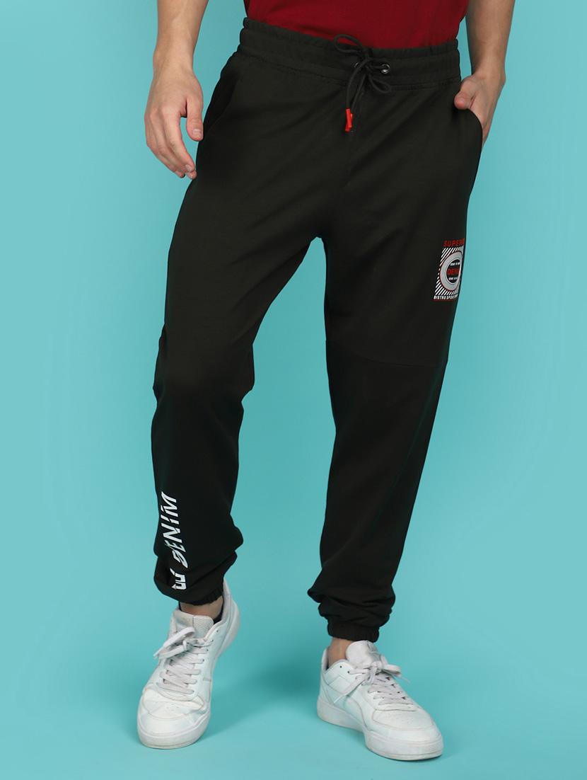 men placement cotton full length track pant