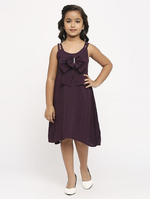 girls maroon stripes frock - 21036899 -  Standard Image - 0