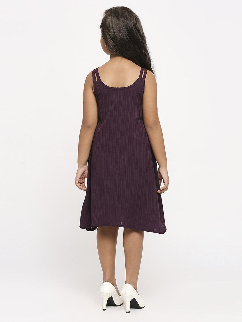 girls maroon stripes frock - 21036899 - Standard Image - 3