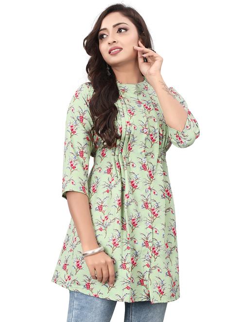 women floral print mandarin neck tunic - 21037226 -  Standard Image - 0