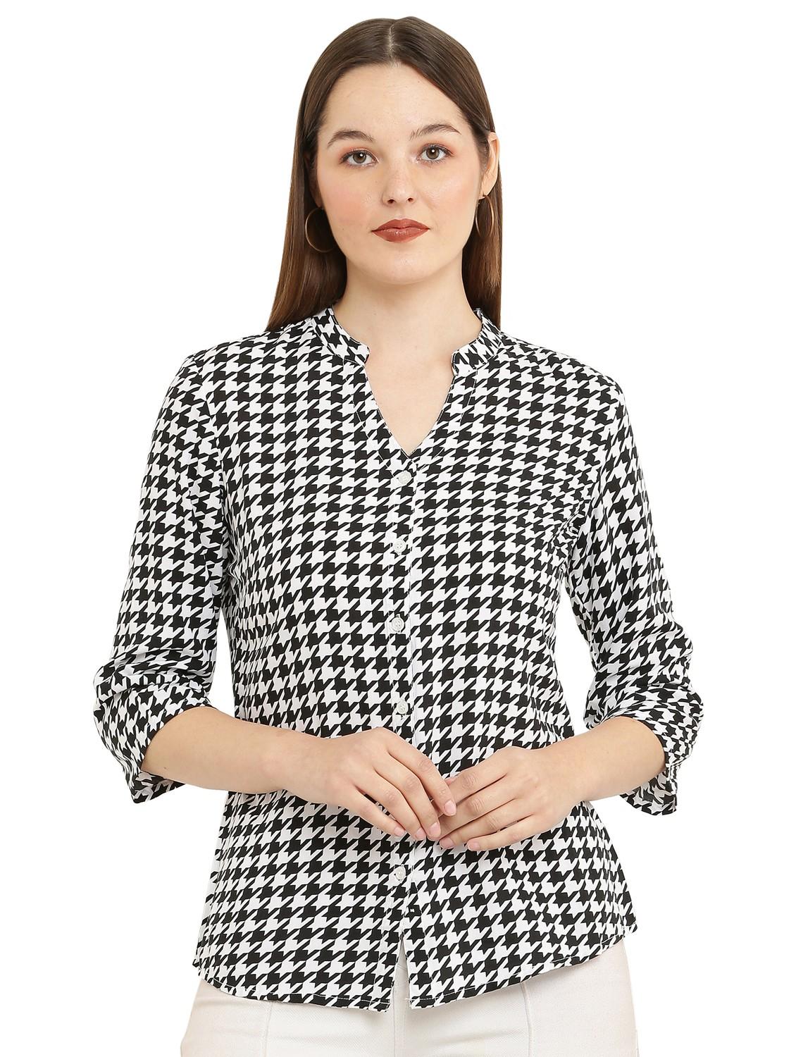 black viscose printed top
