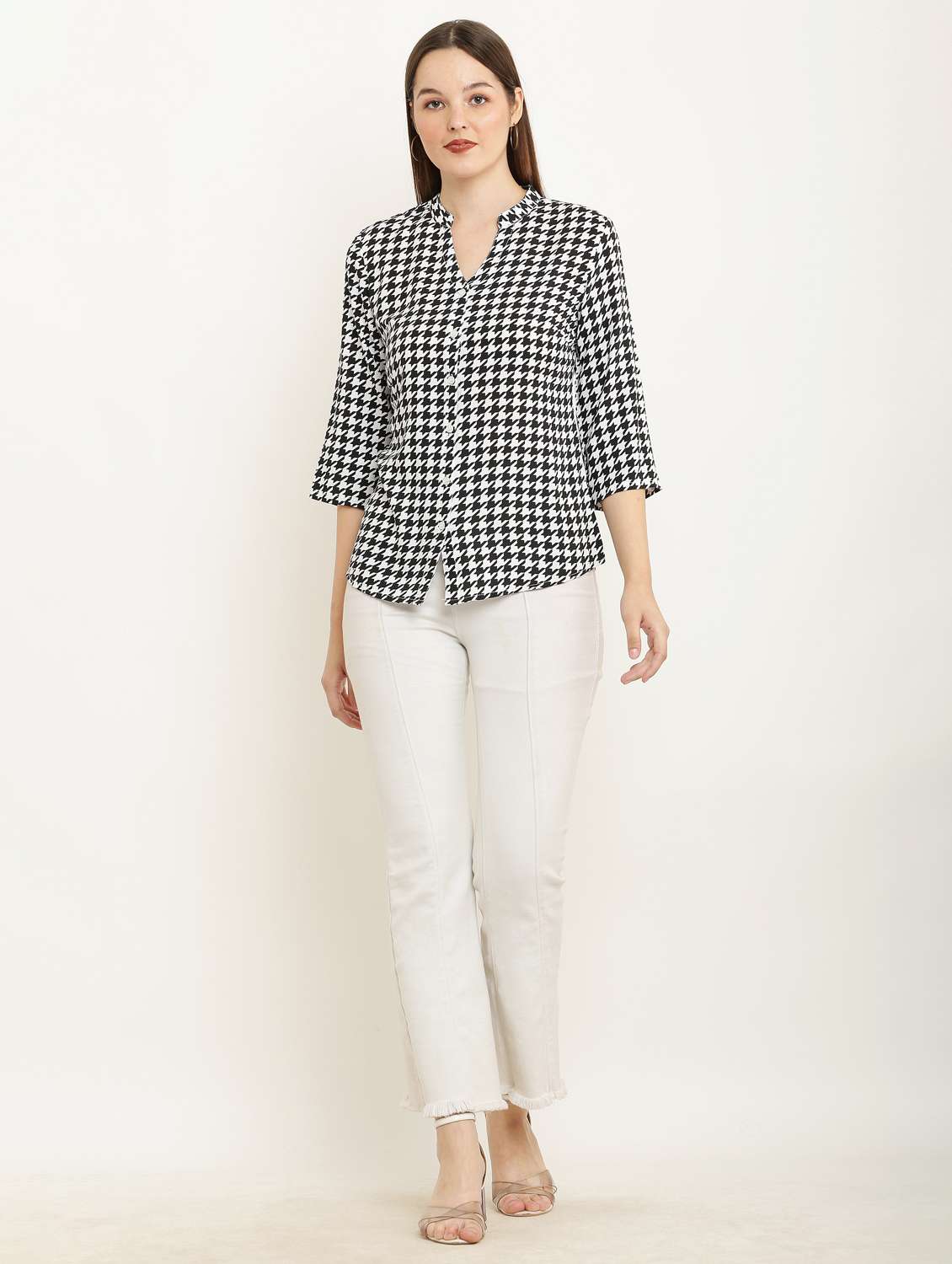 black viscose printed top - 21037467 - Standard Image - 5