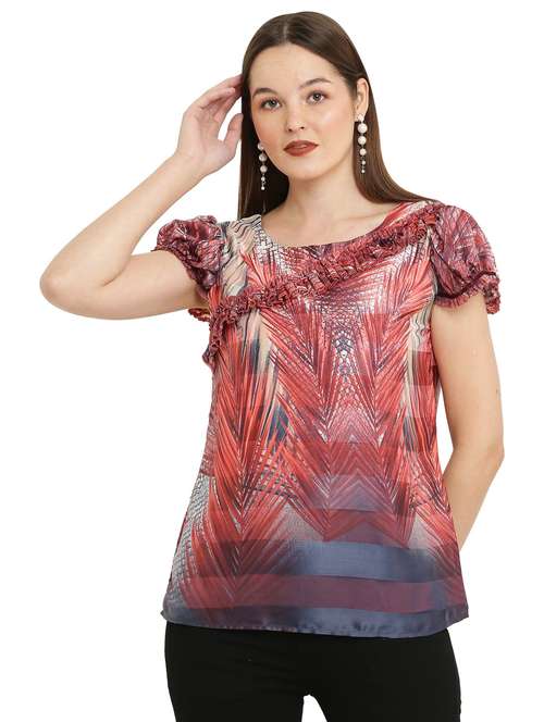 multicolored silk blend abstract print top - 21037490 - Standard Image - 0