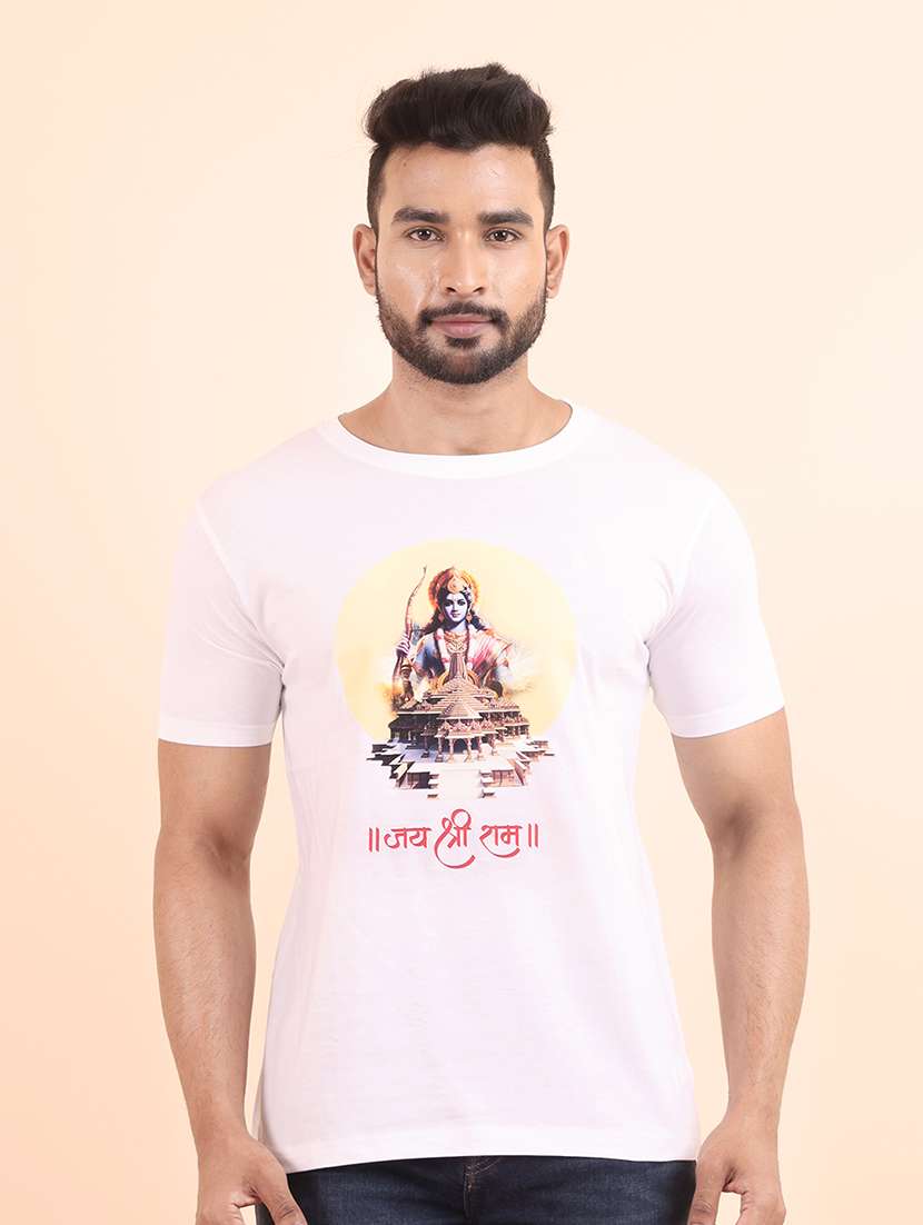 men round neck front printed t-shirt