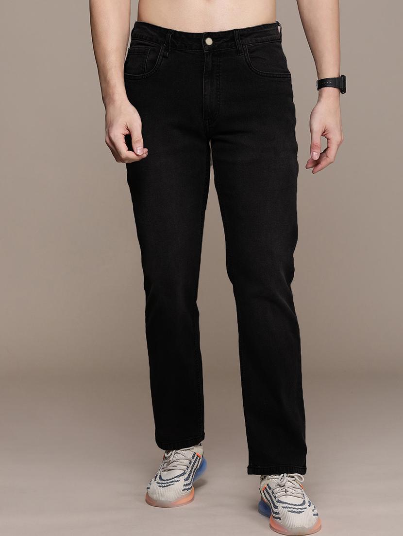 men black mid rise plain jeans