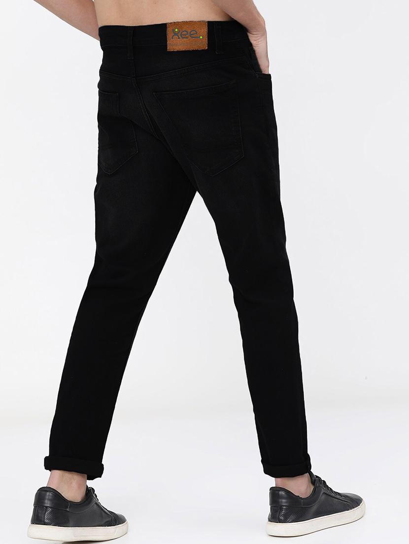 men black mid rise plain jeans - 21043846 - Standard Image - 3
