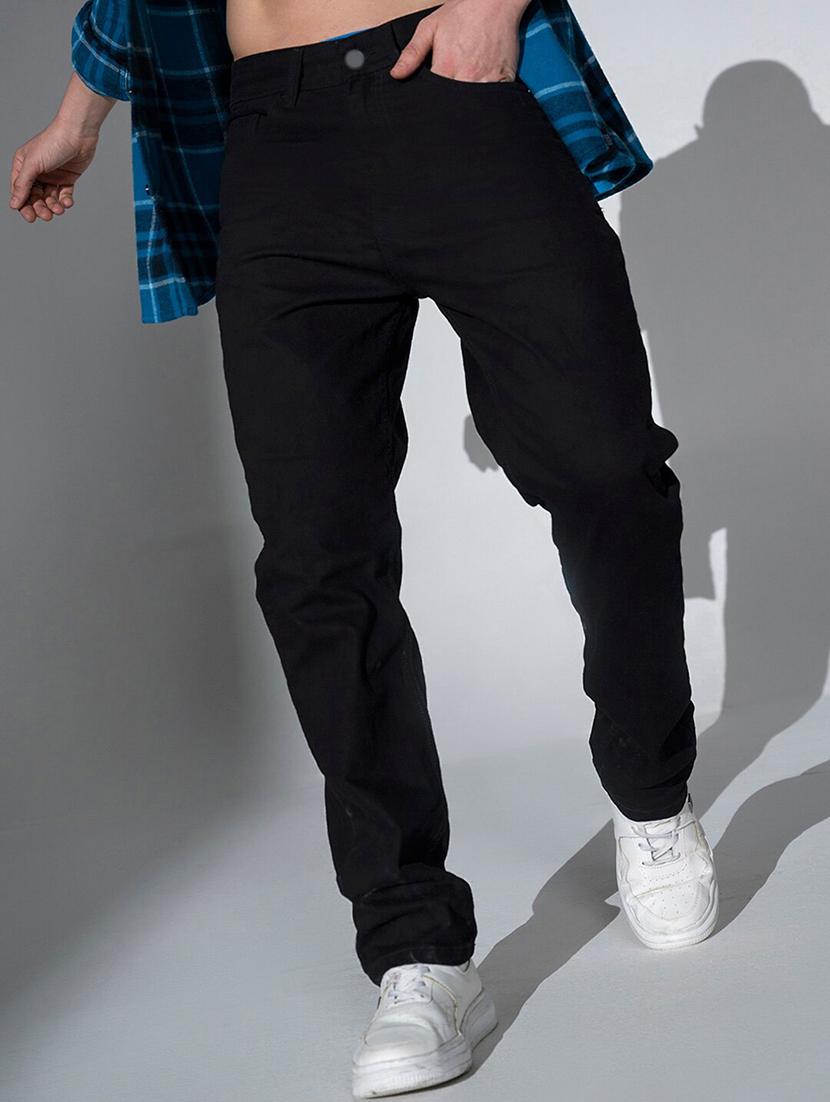 men black mid rise plain jeans