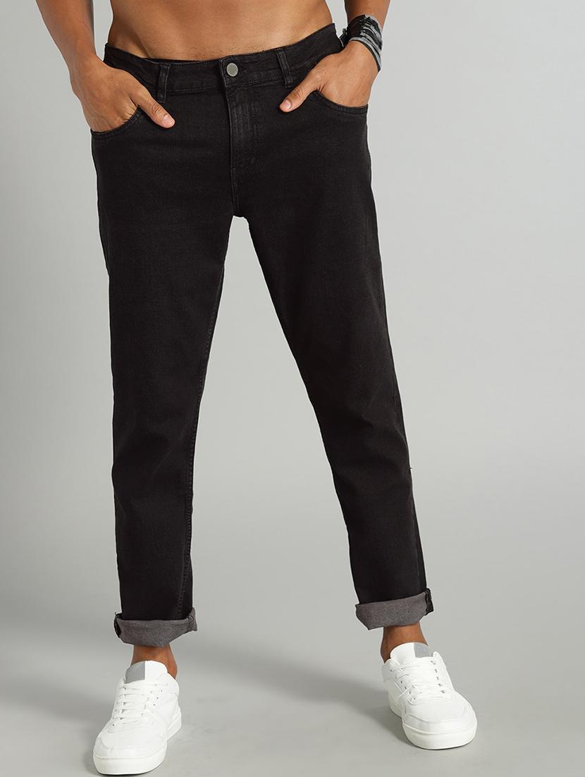 men black mid rise plain jeans - 21043849 - Zoom Image - 0