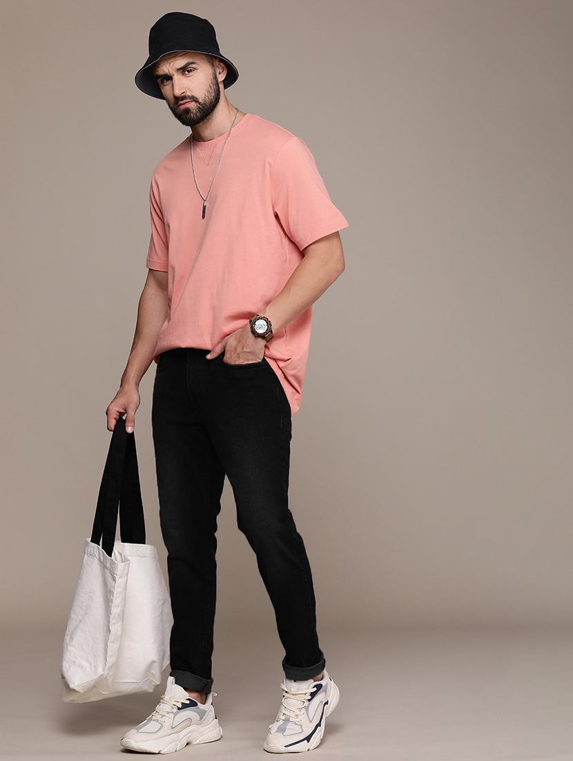 men black mid rise plain jeans - 21043851 - Standard Image - 3