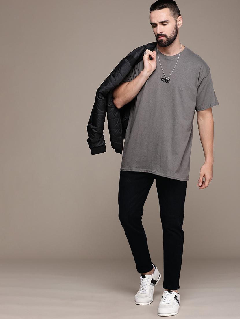 men black mid rise plain jeans - 21043852 - Standard Image - 3