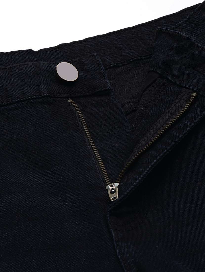 Men Black Mid Rise Plain Jeans