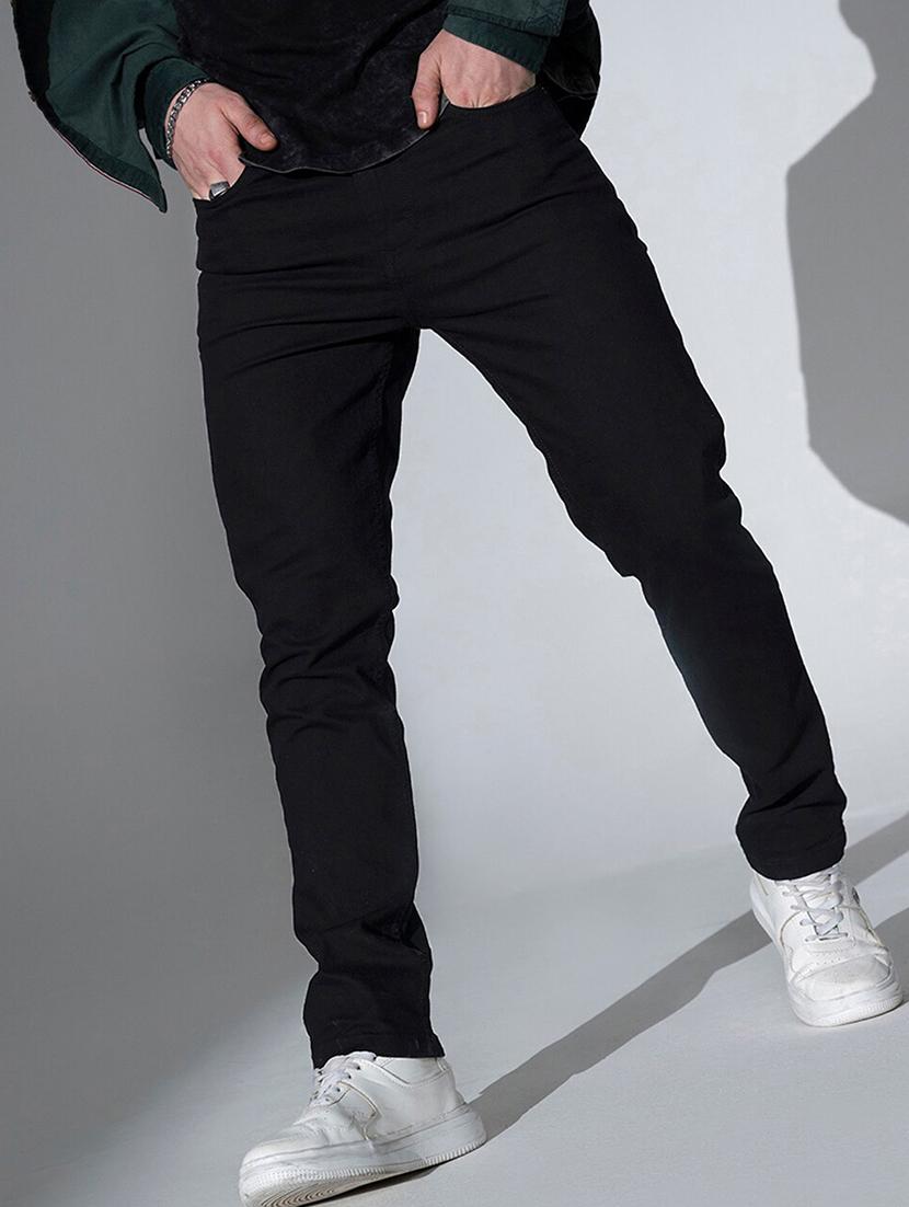 men black mid rise plain jeans