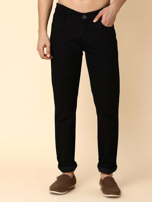 men black mid rise plain jeans - 21043862 -  Standard Image - 0