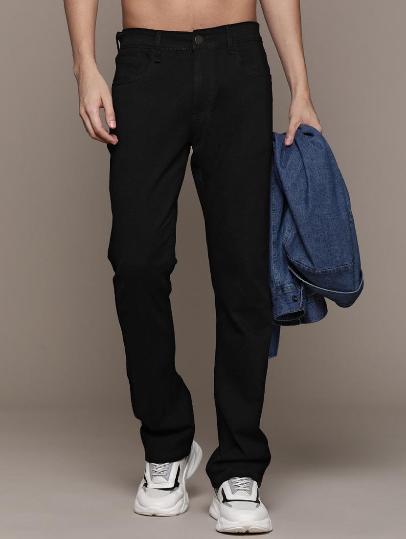 men mid rise plain jeans