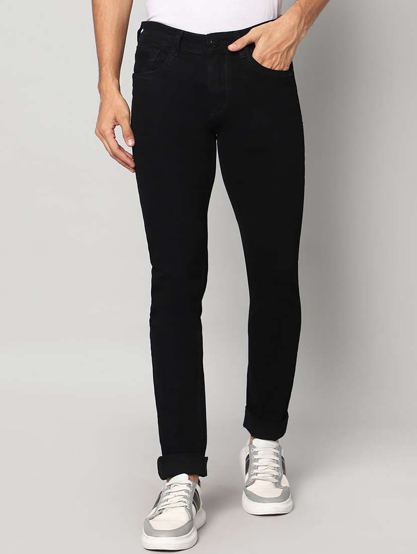 men black mid rise plain jeans - 21043870 - Zoom Image - 0