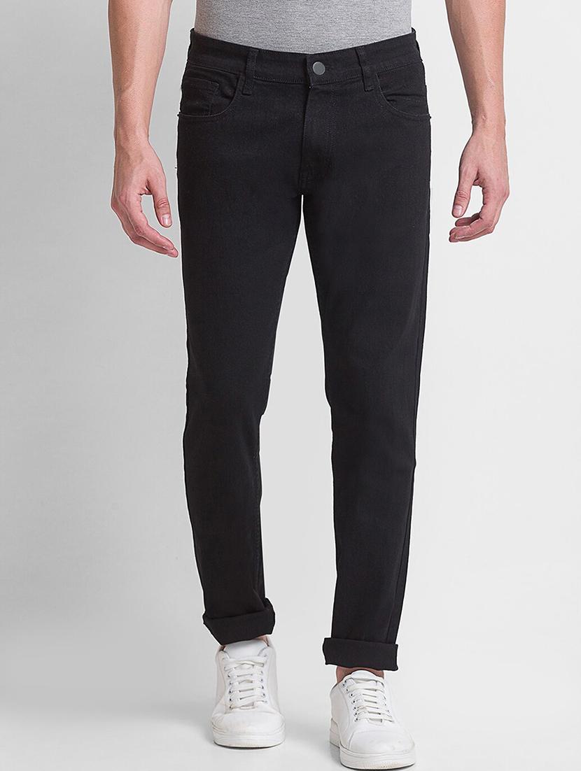 men mid rise plain jeans