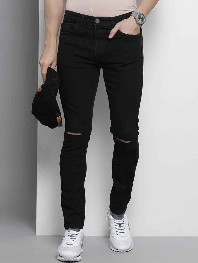 men black mid rise plain jeans
