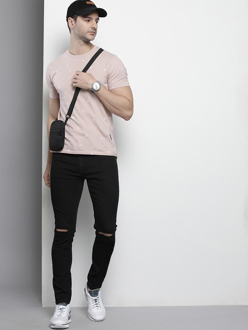 men black mid rise plain jeans - 21043896 - Standard Image - 3