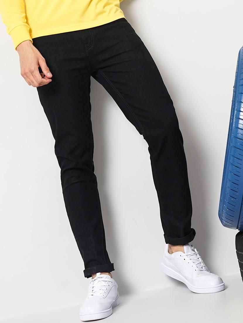 men black mid rise plain jeans - 21043898 - Zoom Image - 0