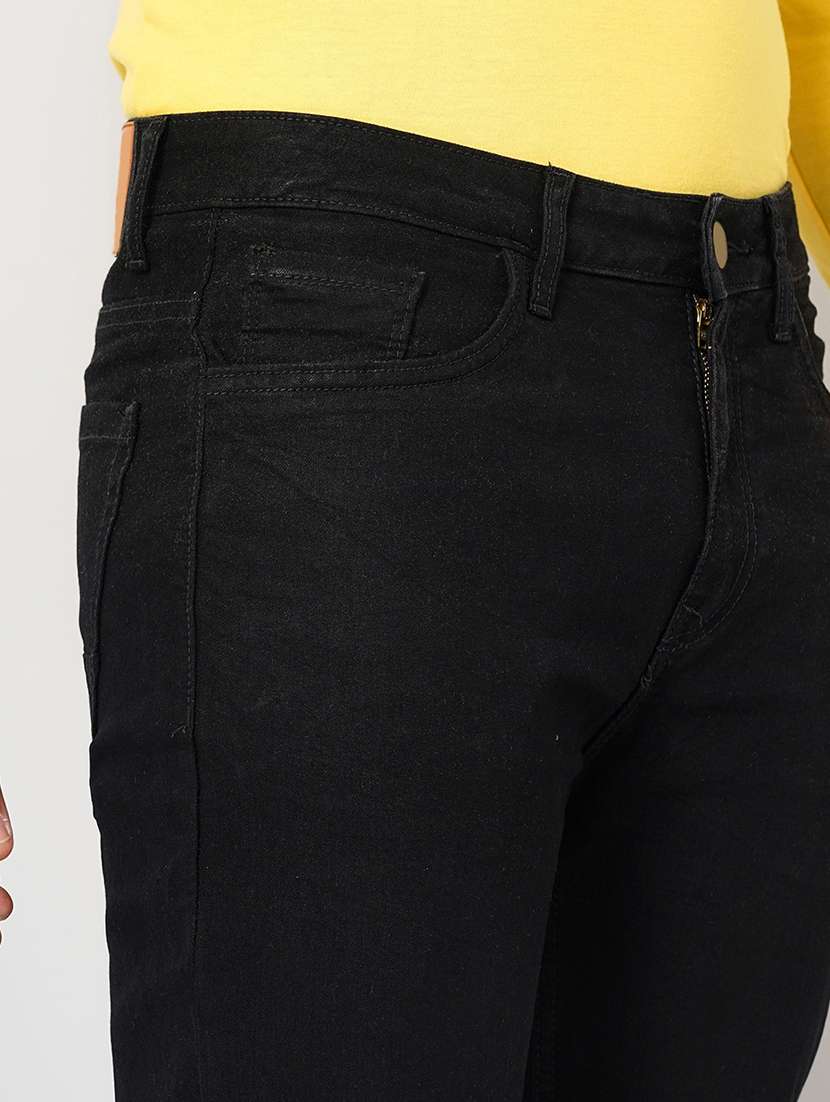 men black mid rise plain jeans - 21043898 - Standard Image - 5