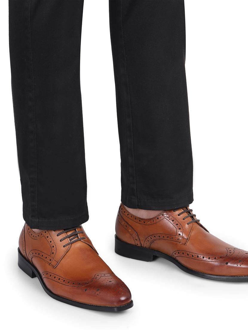 men tan solid slip on brouges - 21047969 - Standard Image - 3