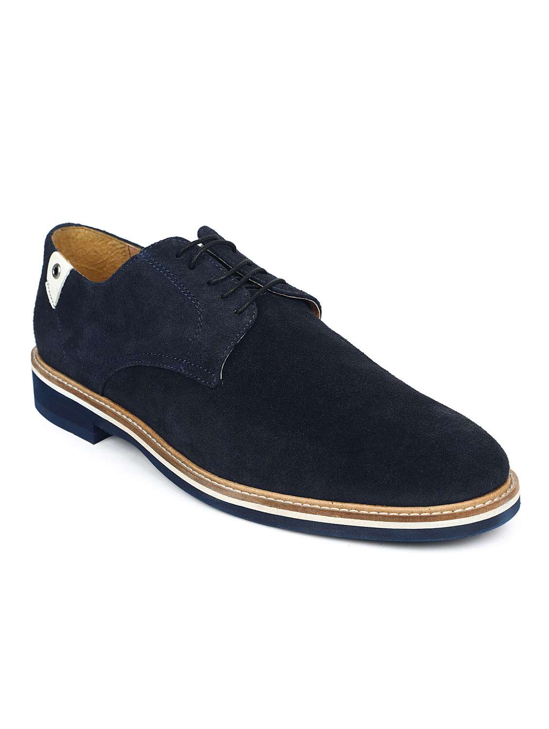 men navy blue solid casual shoes