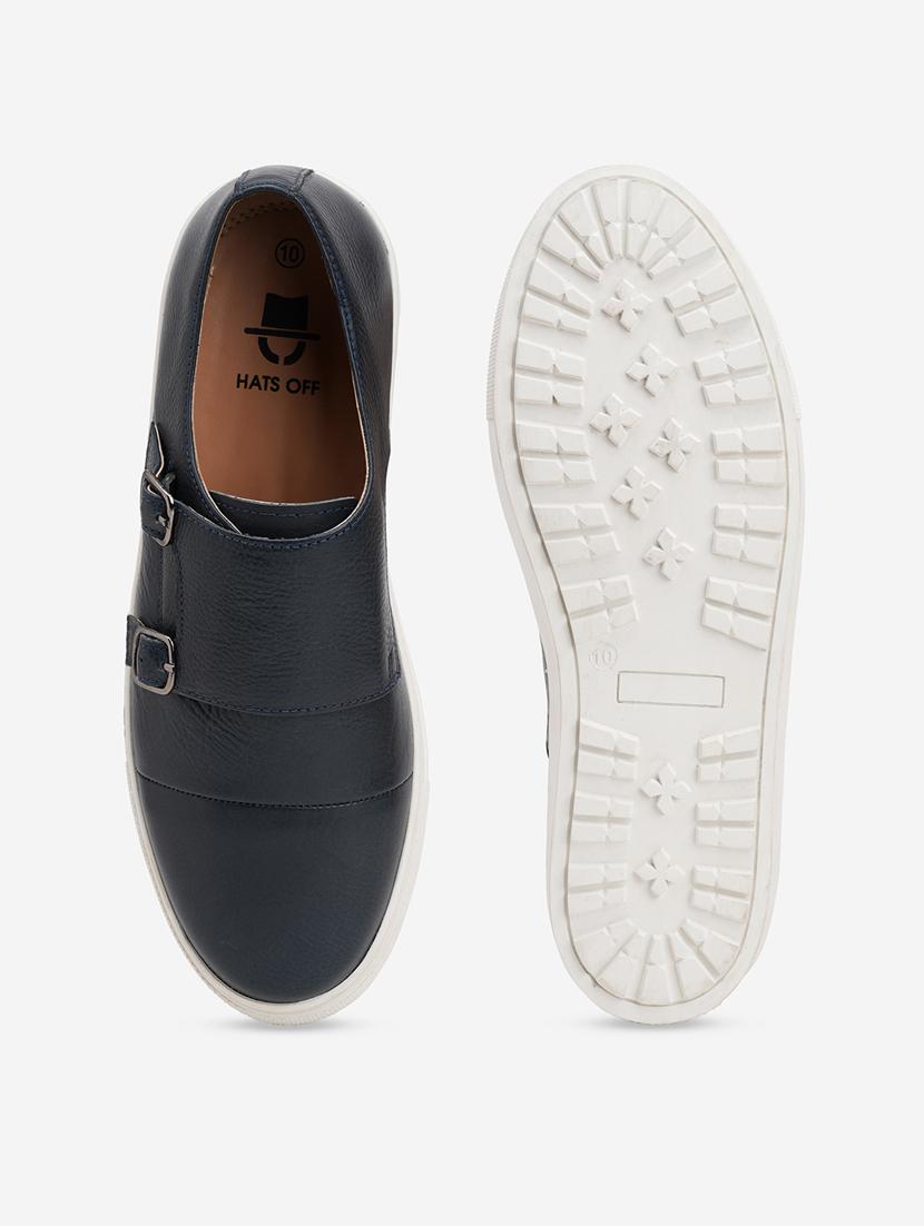 men navy blue solid casual shoes - 21047979 - Standard Image - 8