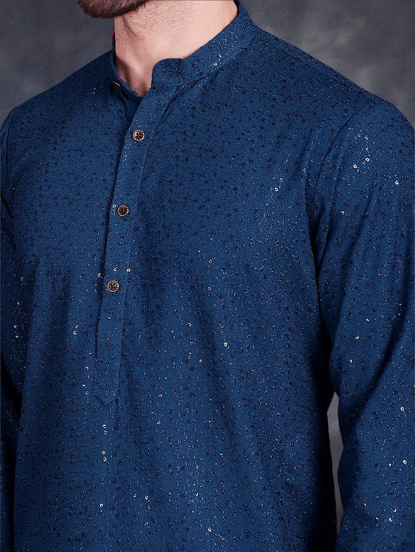 men sequin embroidered kurta pant set - 21048086 - Standard Image - 5