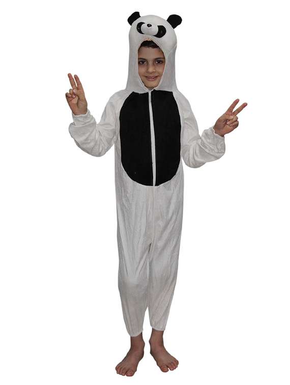 white wool blend panda costume