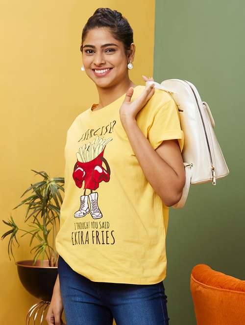 women round neck graphic printed regular t-shirt - 21049174 -  Standard Image - 0