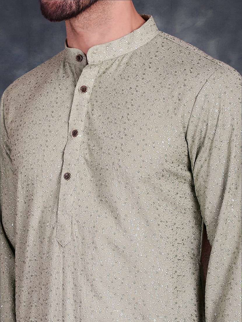 men sequin embroidered long sleeve kurta - 21049912 - Standard Image - 5