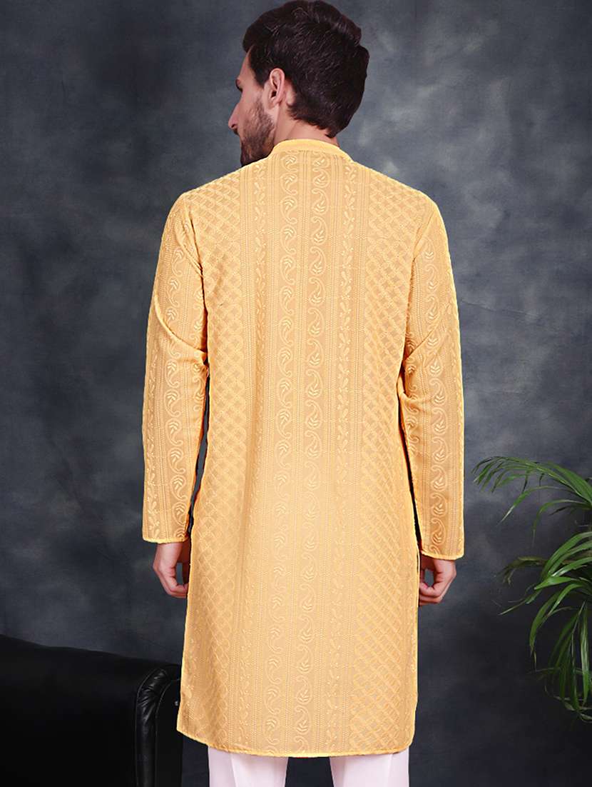 men embroidered georgette kurta - 21049923 -  Standard Image - 3