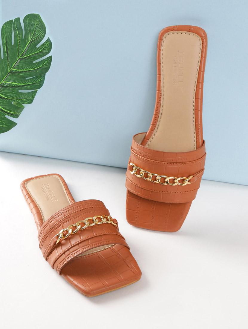 women tan slides flip flop - 21049974 - Zoom Image - 0