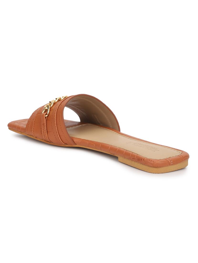women tan slides flip flop - 21049974 - Standard Image - 3