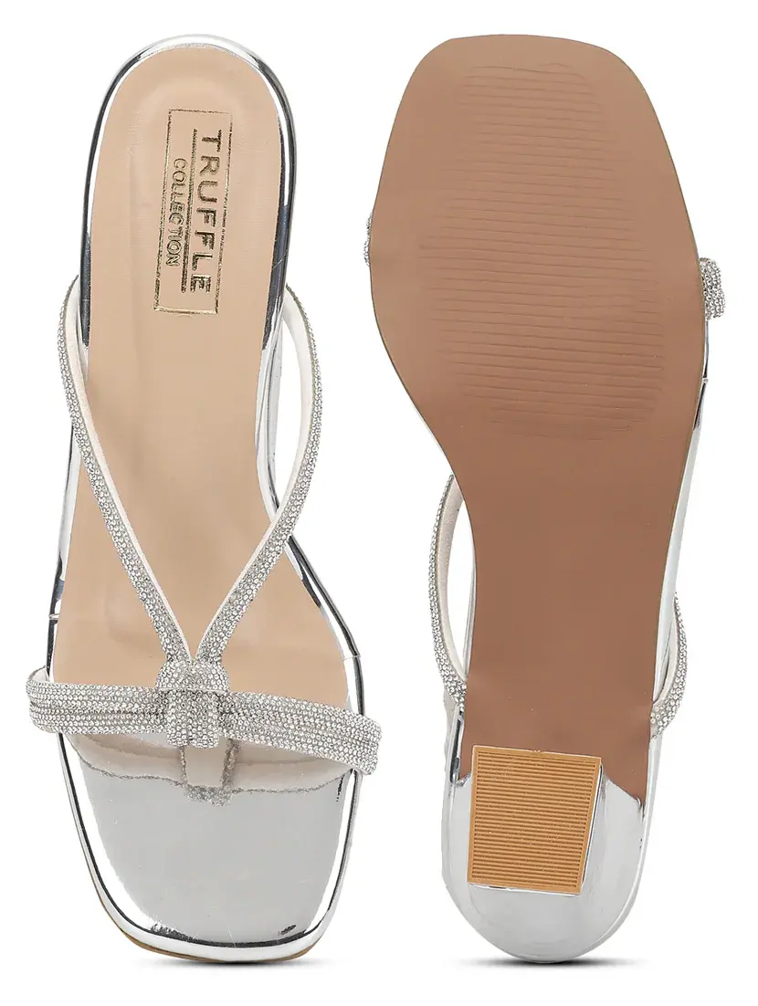 silver women slip on block heel sandal on sandal - 21049992 - Standard Image - 5