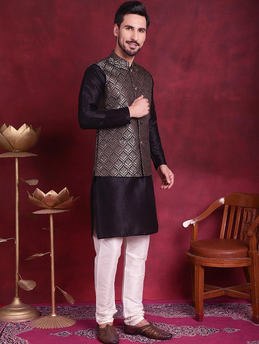 men embroidered kurta pyjama with jacket - 21050031 - Standard Image - 3