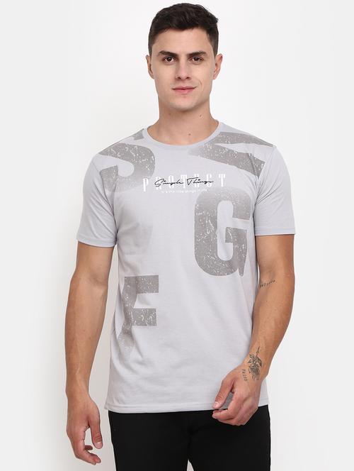 men front print round neck t-shirt - 21050896 - Standard Image - 0