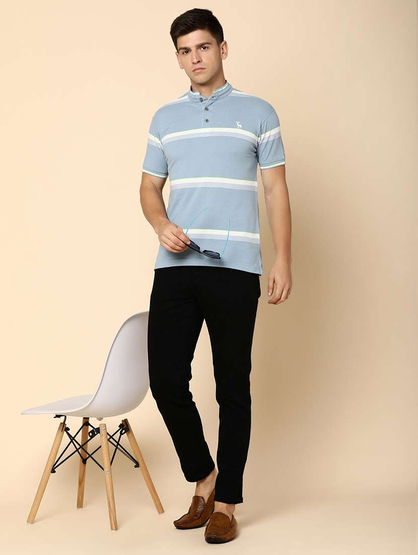 sky blue poly cotton pique tshirt - 21050954 -  Standard Image - 5