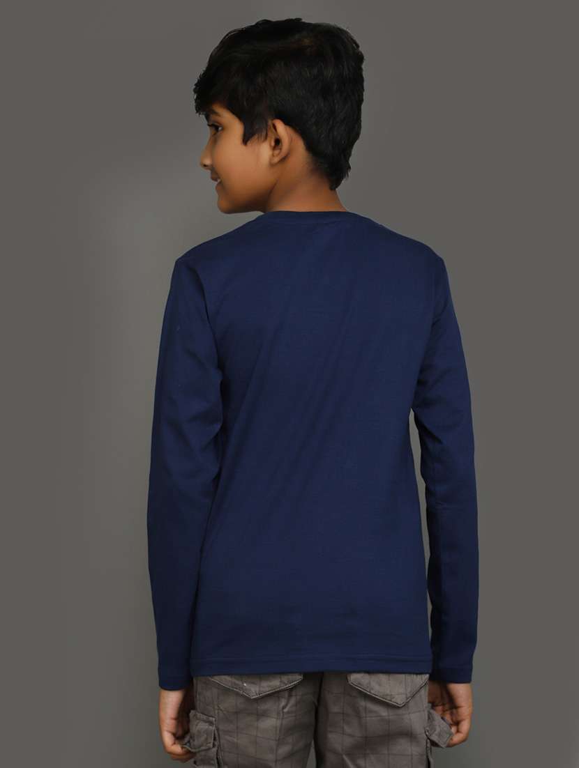 navy blue front print cotton t-shirt - 21051005 -  Standard Image - 3