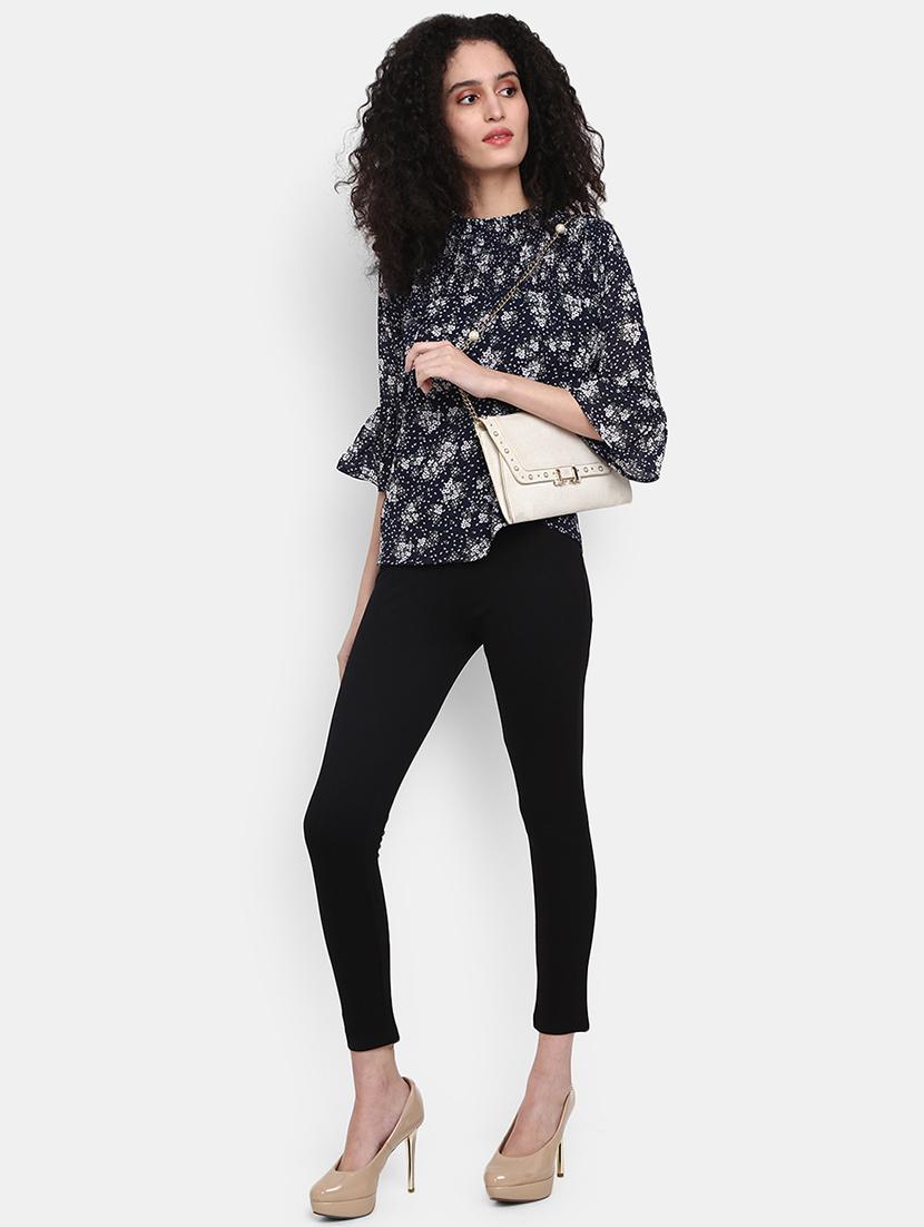 navy blue printed cotton regular top - 21051019 - Standard Image - 3