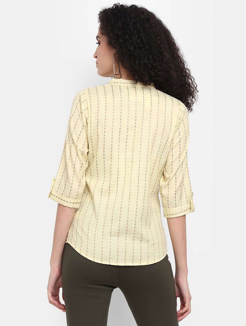 yellow printed rayon regular top - 21051513 -  Standard Image - 3