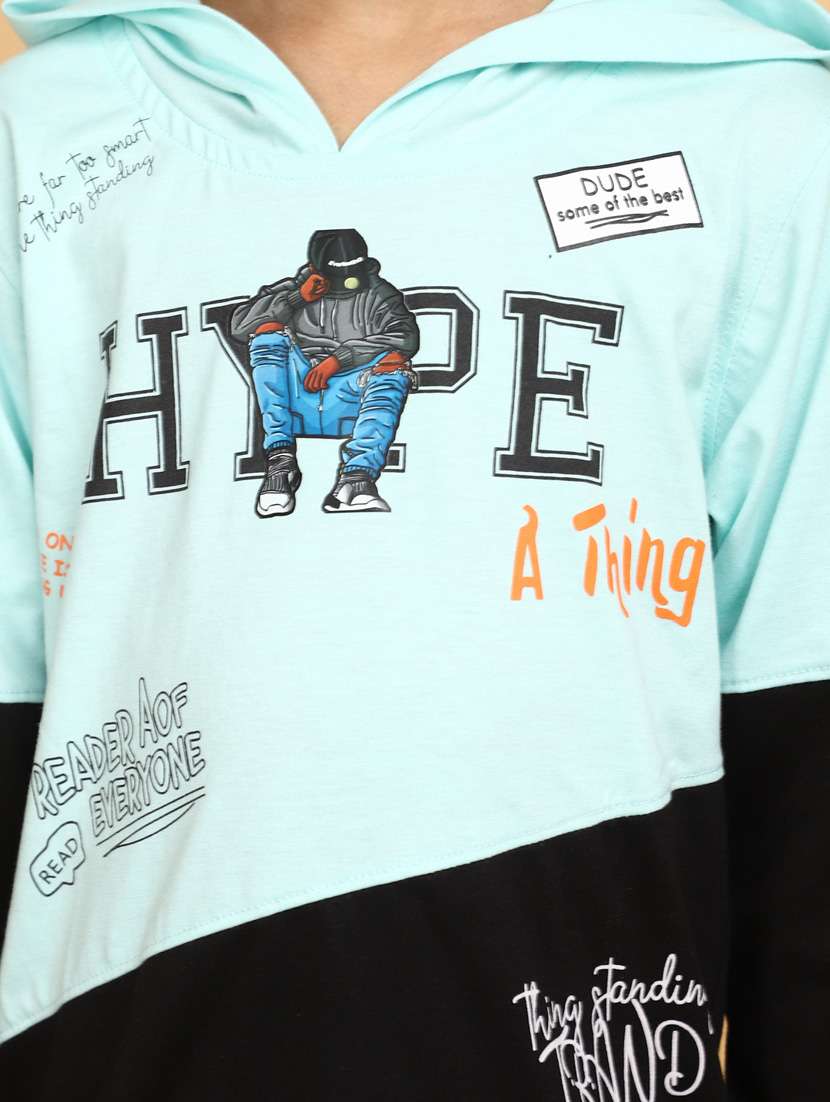 boys color block hooded cotton t-shirt - 21051515 -  Standard Image - 5