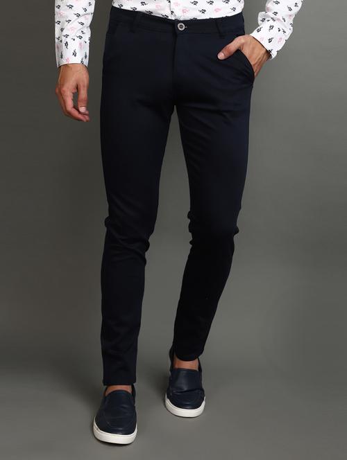 men solid flat front casual trouser - 21051624 - Standard Image - 0