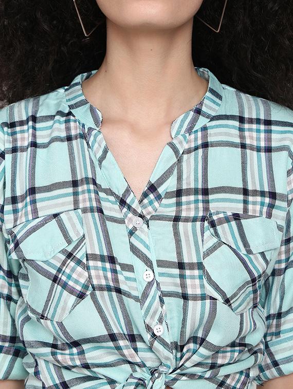 sea green checked regular top - 21051733 - Standard Image - 5