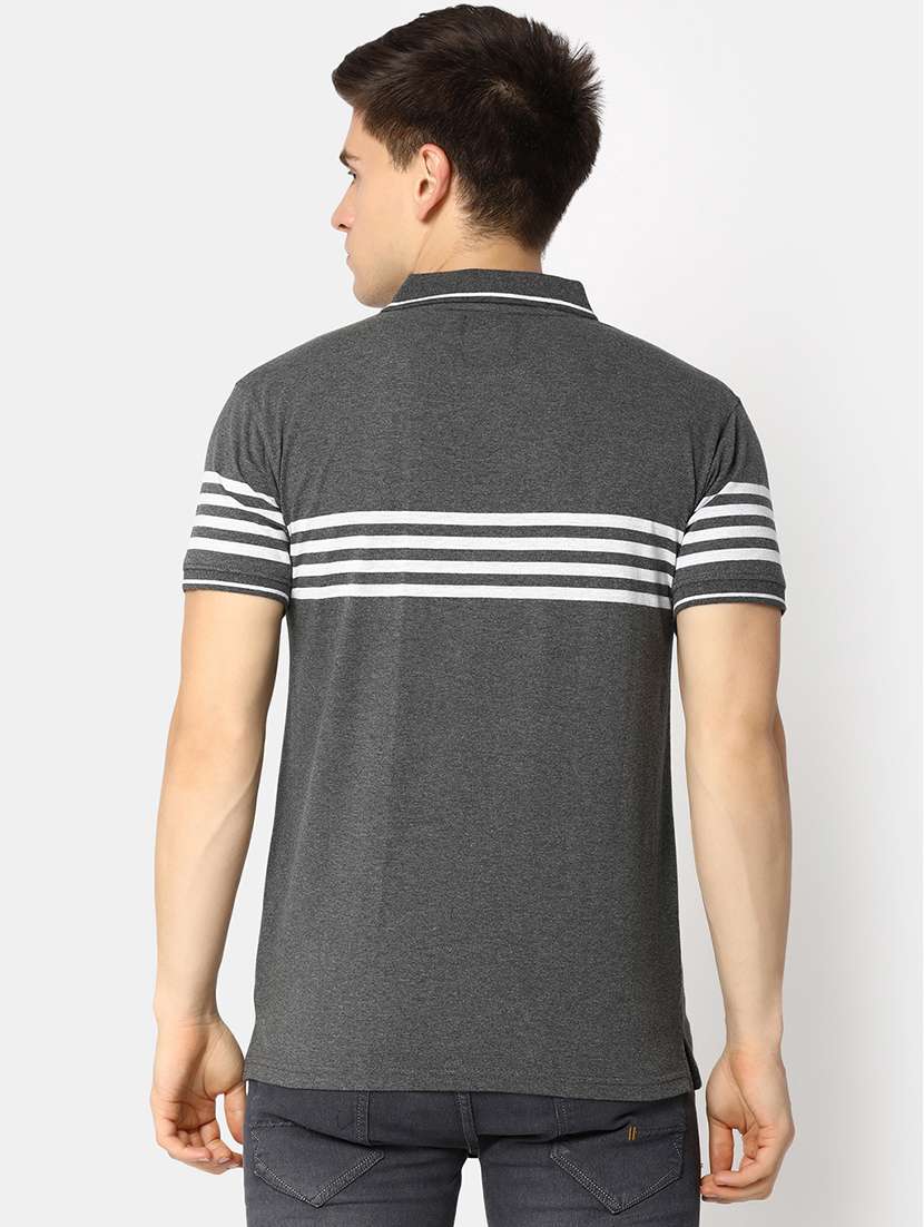 anthra melange poly cotton single jersey tshirt - 21051744 -  Standard Image - 3