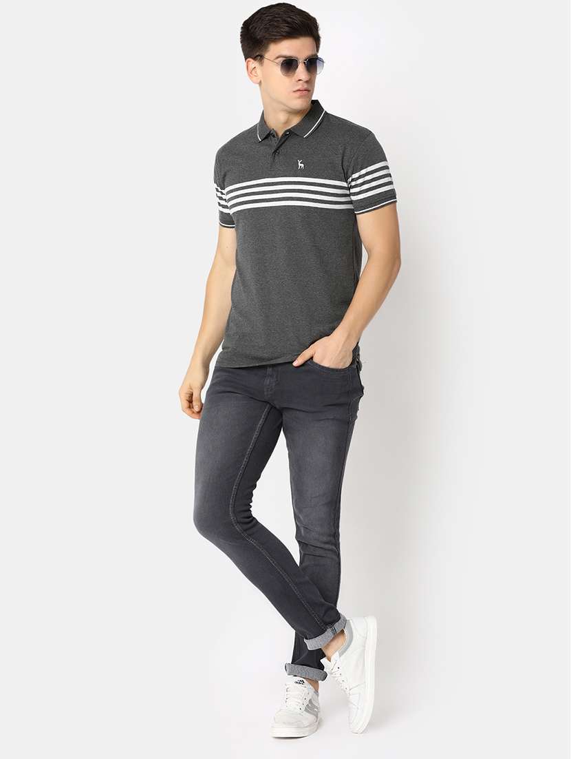 anthra melange poly cotton single jersey tshirt - 21051744 -  Standard Image - 5