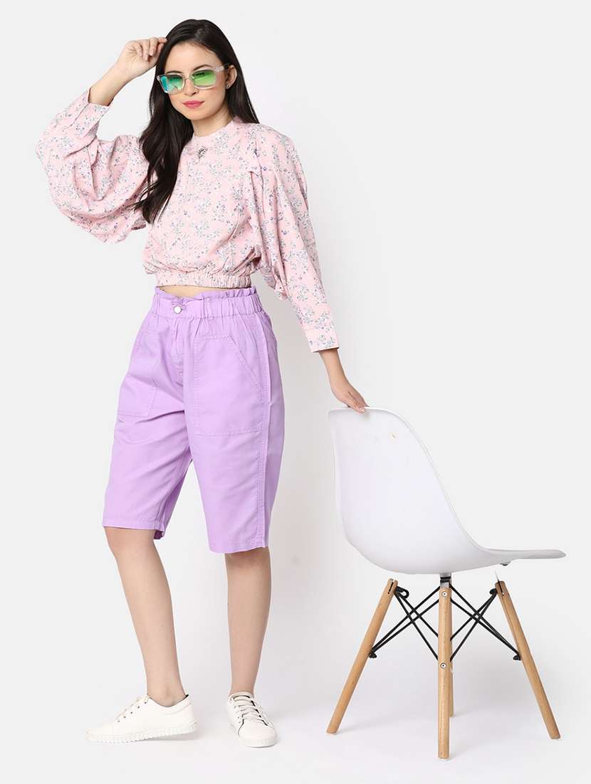 women pink florasl printed crop top - 21051813 -  Standard Image - 3